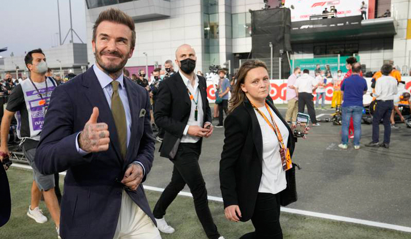 England football star David Beckham at the Qatar Grand Prix